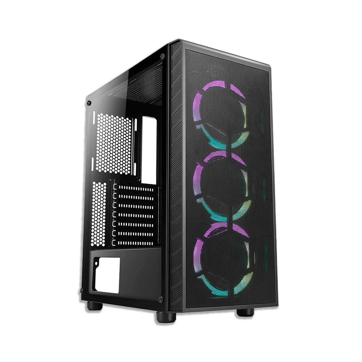 CASE AZZA GAMING PRIME 360 ATX MID TOWER 3xUSB HD AUDIO 3xFAN ARGB LATERAL VIDRIO TEMPLADO NEGRO                   