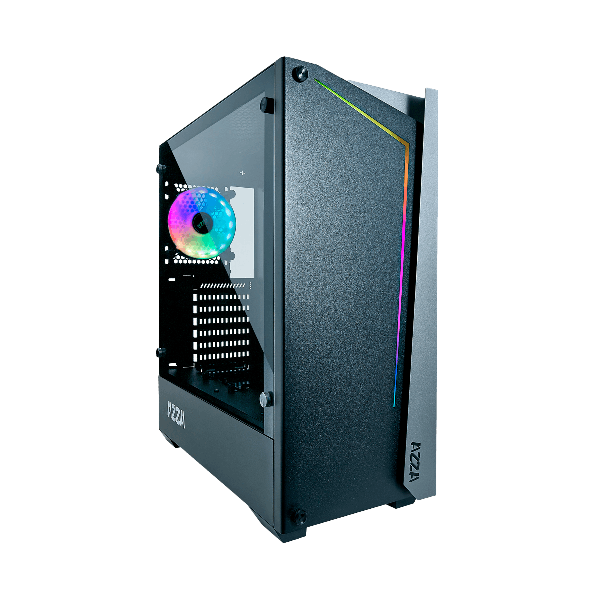 CASE AZZA GAMING APOLLO 430B ATX MID TOWER 2xUSB HD AUDIO 2xFAN ARGB LATERAL VIDRIO TEMPLADO NEGRO